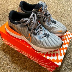 Nike Renew Running Sneakers size 6 Youth (size 7/7.5 women).Black grey orange